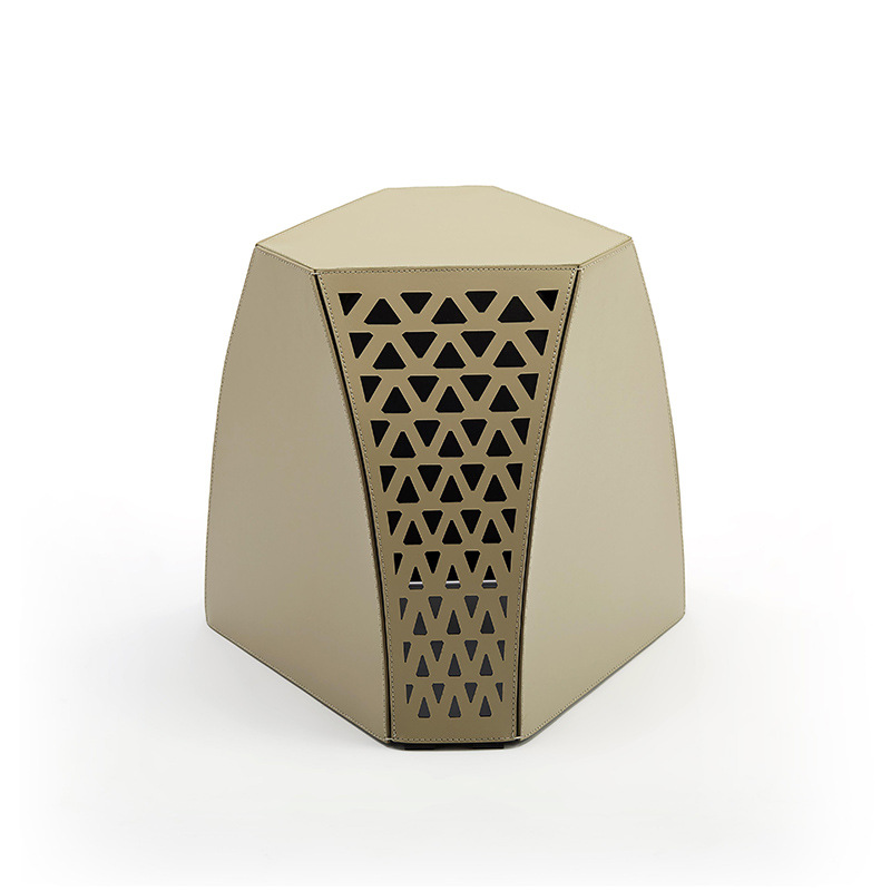 Light luxury living room saddle leather sofa ottoman