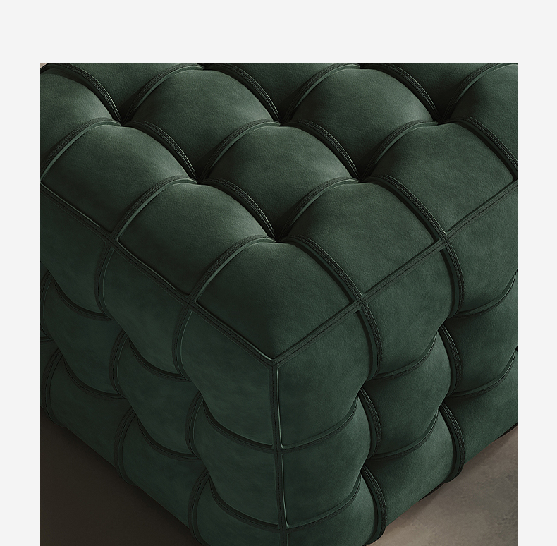 Italian simple full frosted leather magic cube shoe changing stool bedroom dressing stool