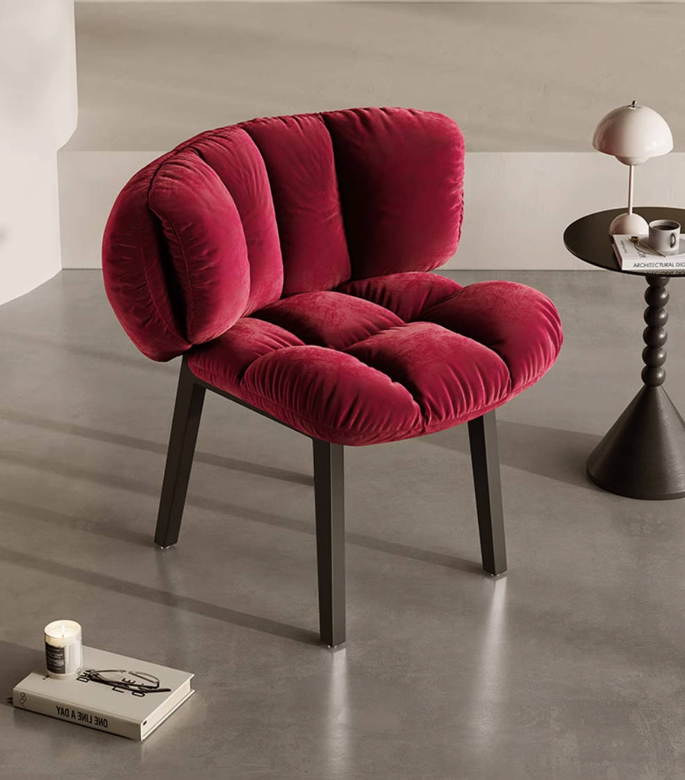 Light luxury fabric dining chair French retro backrest petal new product second-hand dining table chair