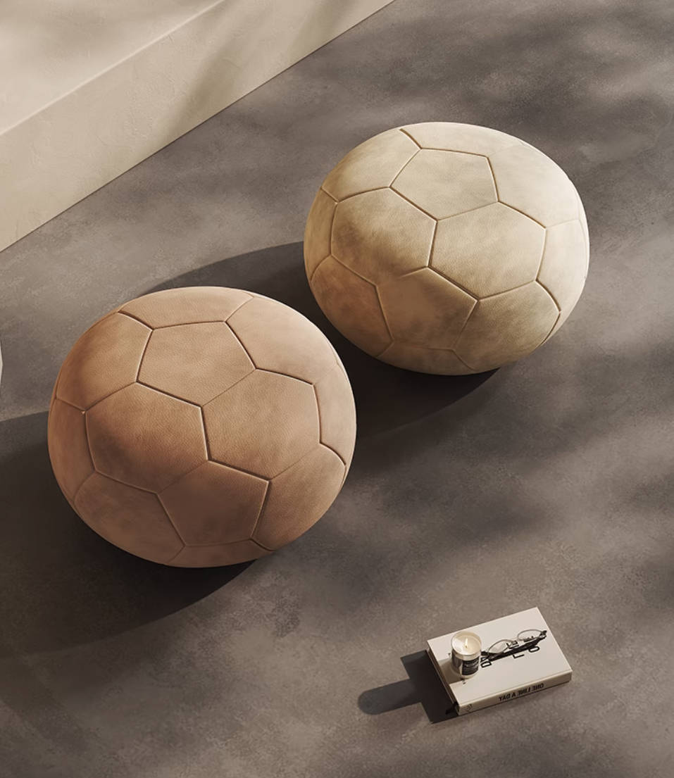 Italian full frosted leather football shoe changing stool bedroom dressing room