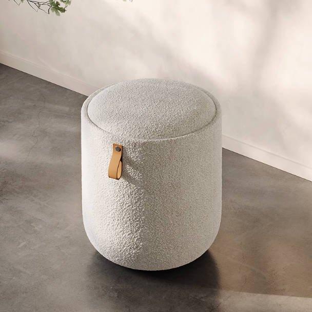 Light luxury cream style round stool cashmere Italian minimalist designer dressing stool
